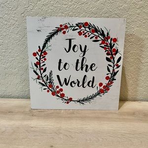 NEW Pier 1 Distressed Christmas Holiday Sign Decoration Joy To The World